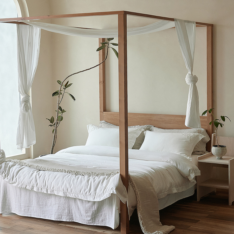 Alojamiento residencial de alta gama simple blanco algodón cáñamo flor de algodón cama de cuatro piezas Kit de algodón bordado colcha de cama