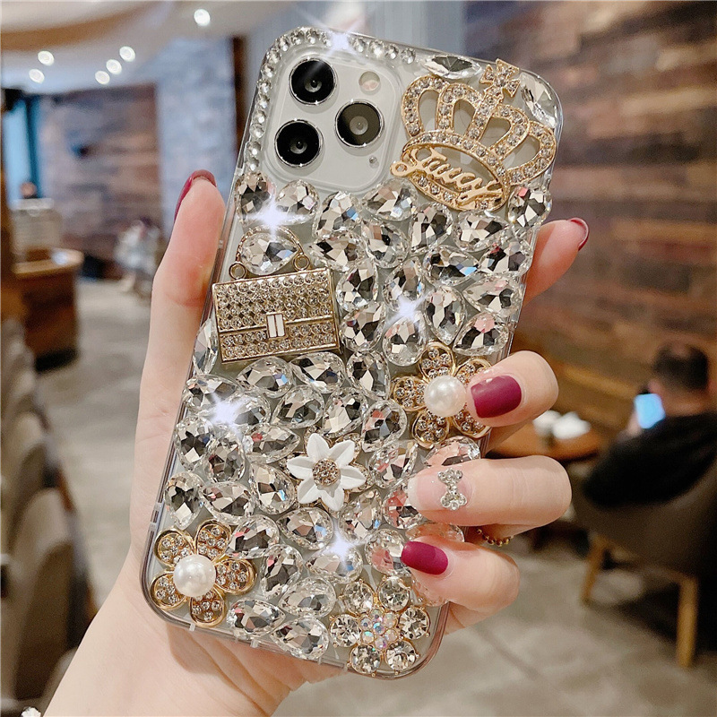 皇冠适用samsung S23 S24奢华水钻三星A32 A34水钻手机壳镶钻壳