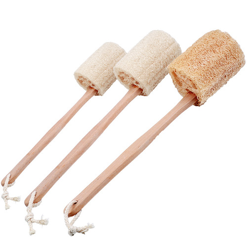 Wooden handle loofah shower brush massage back rub brush bathroom supplies bath towel loofah pulp bath brush factory