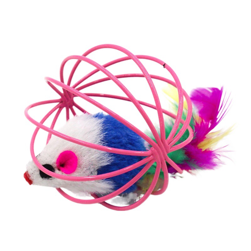 Mascota gato jaula de juguete ratón felpa ratón bola gato juguete divertido gato palo mascotas suministros al por mayor