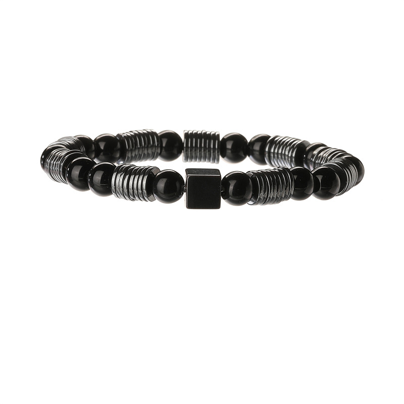 Transfronterizo Europa y América Amazon Venta caliente Lvdongling Pulseras Piedra natural Piedra biliar negra Pulsera con cuentas Joyas al por mayor