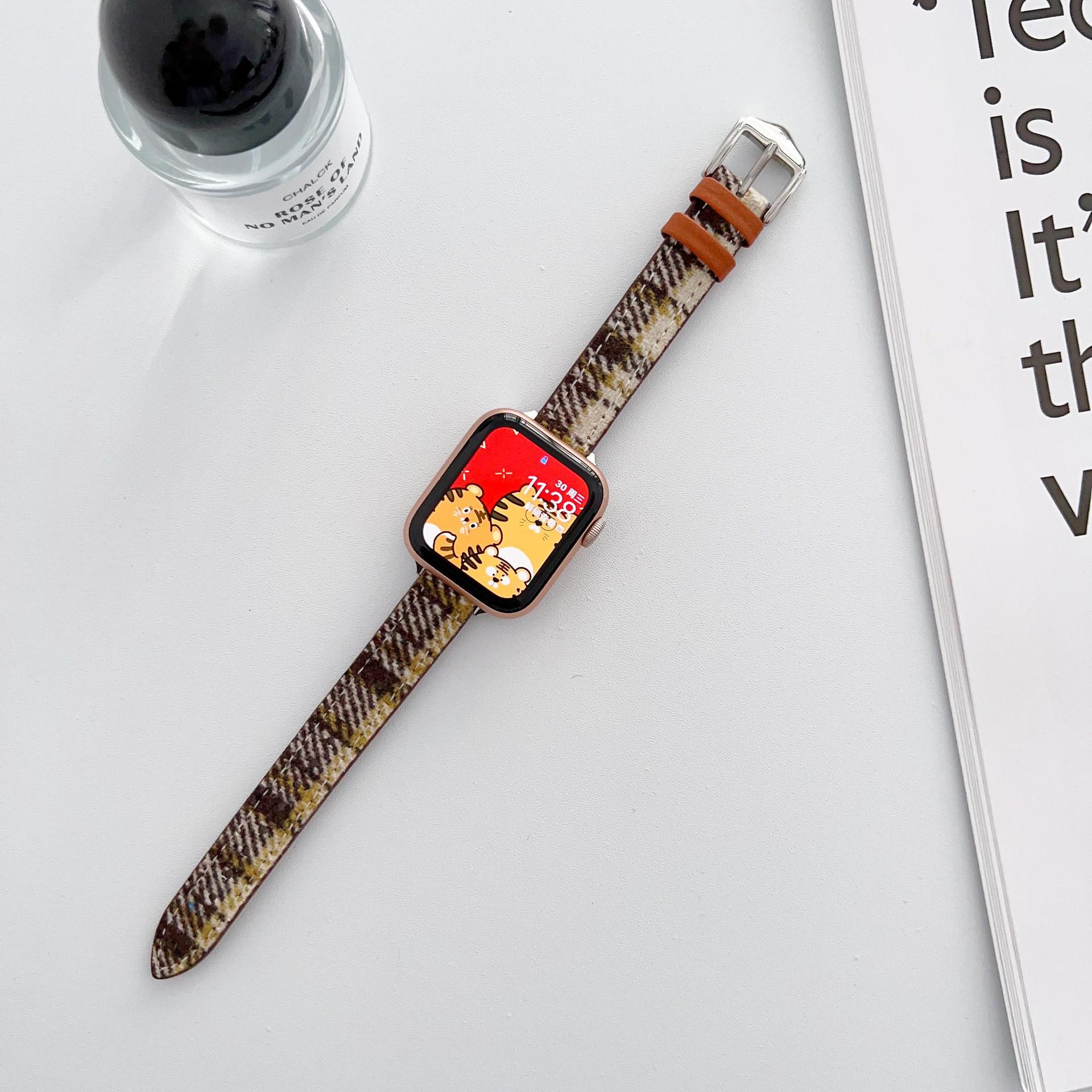 For Apple strap applewatch8 Ultra watch strap iWatch7 leather SE autumn and winter plush women