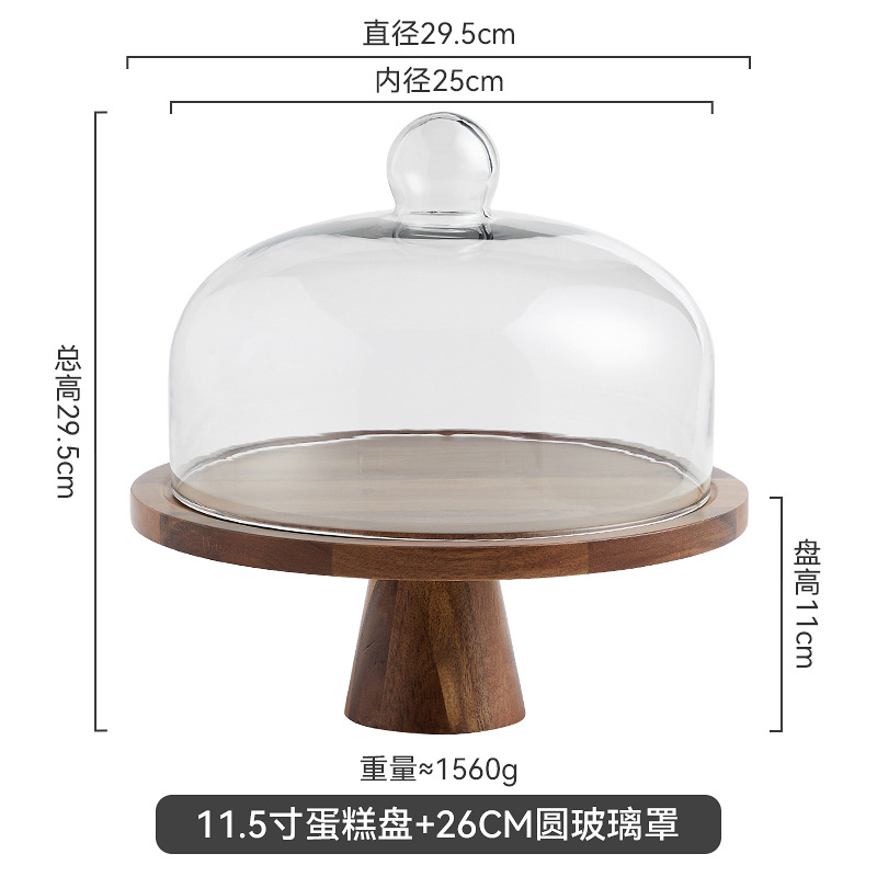 Vintage Acacia dulces dulces pan bandeja de bocadillos alta pie pastel estante sala de estar bandeja de frutas almacenamiento de bocadillos