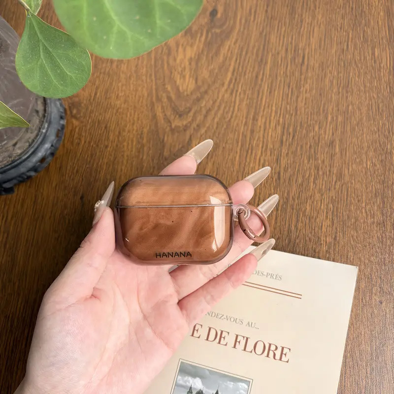 Chocolate-Colored Transparent Brown Protective Earphone Case Suitable for Airpods2 Airpods3 AirPods Pro