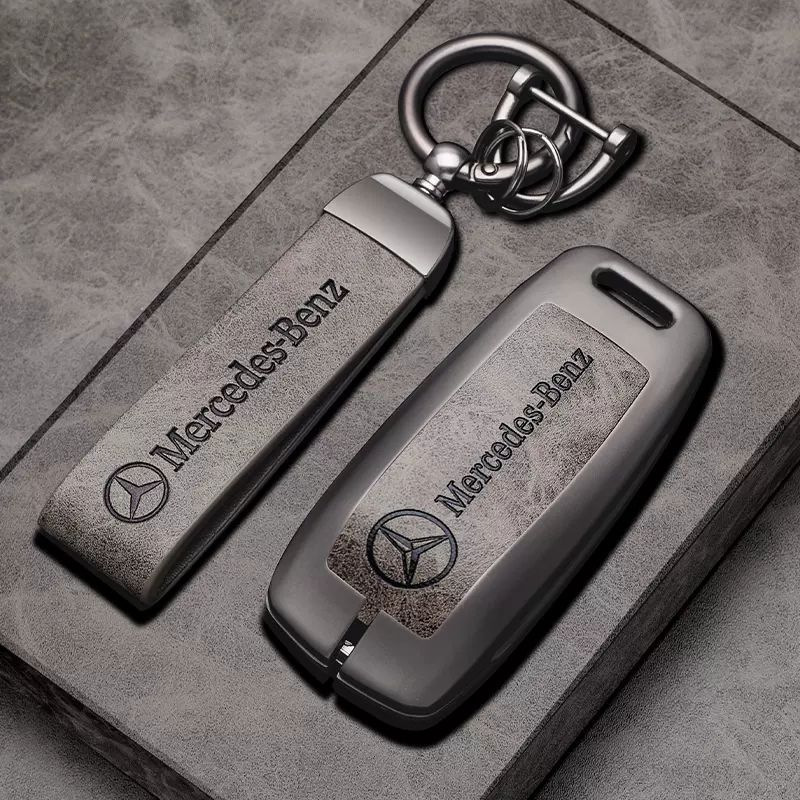 Mercedes-Benz Key Cover Metal Protective Case Waterproof and Scratch-Resistant Zinc Alloy Car Remote Control Cover with Buckle Unisex