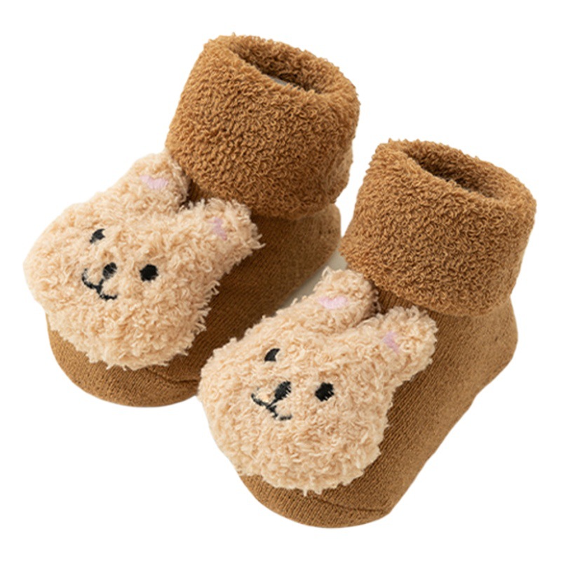 23 calcetines de bebé recién nacido bebé Terry Otoño e Invierno forrado de lana engrosada cálido antideslizante calcetines de piso para niños al por mayor