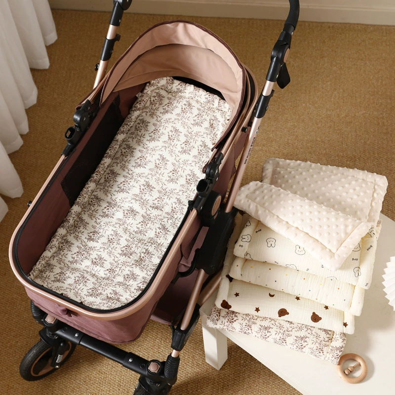 Коврик для детской коляски, четырехсезонная марля из чистого хлопка, подушка для детского сиденья категории А, стеганый бархат, двусторонний коврик для детской коляски