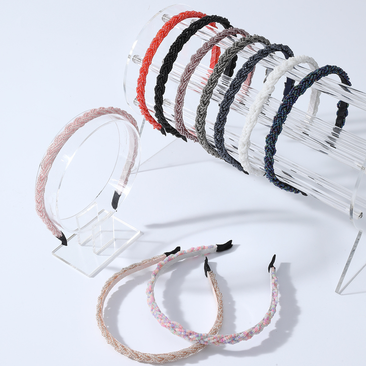 新款串珠辮子發箍韓國氣質簡約細邊壓發防滑頭箍日系甜美髮飾批發