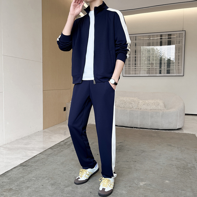 Cardigan transfronterizo primavera y otoño hombre deportivo casual camiseta hombre juego de carreras pantalones rectos de moda