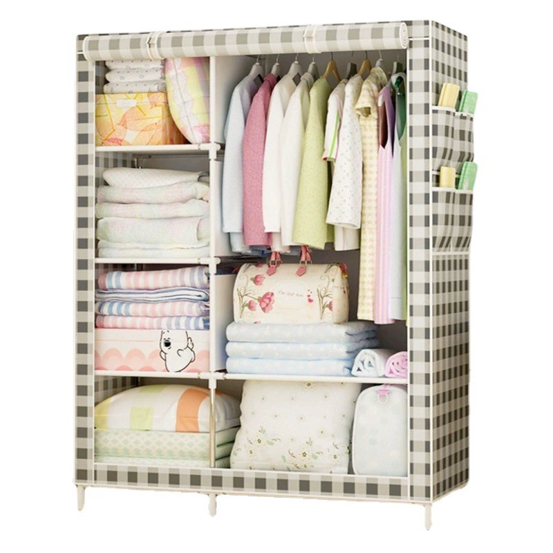 Одиночная стальная труба усиленный тканый шкаф маленький нетканый простой шкаф для студентов складной небольшой шкаф комбинированный шкаф оптом