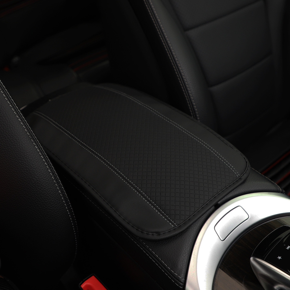 All-season universal armrest box mat, fiber leather embossed, double-stitched, non-slip central armrest box cover mat, Model YL