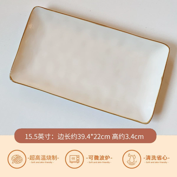 Hammered off-white large long plate [slightly imperfect]