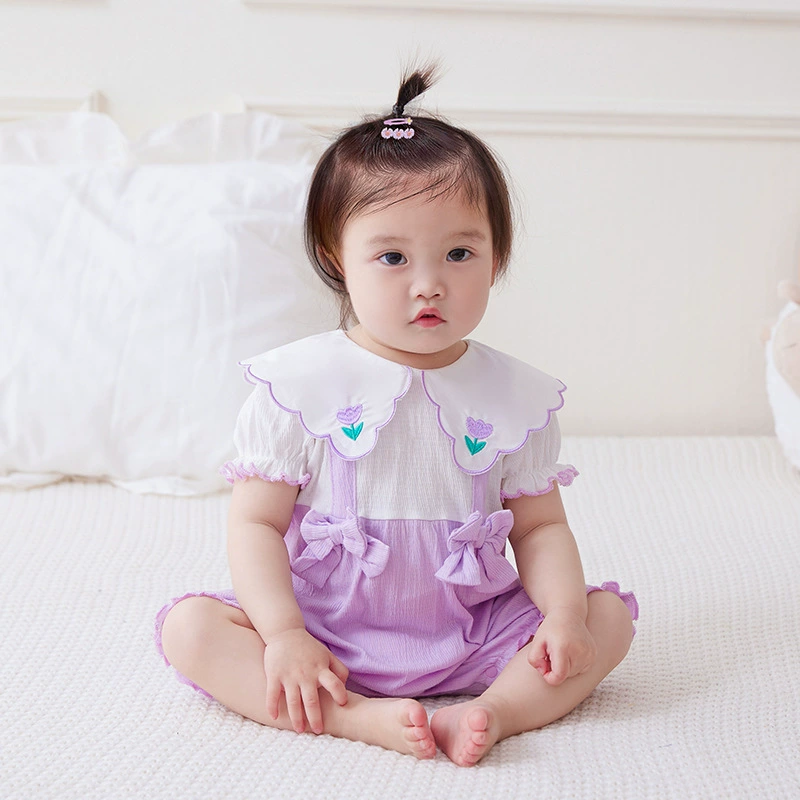 Children's summer thin overall with bow, bodysuit, western style