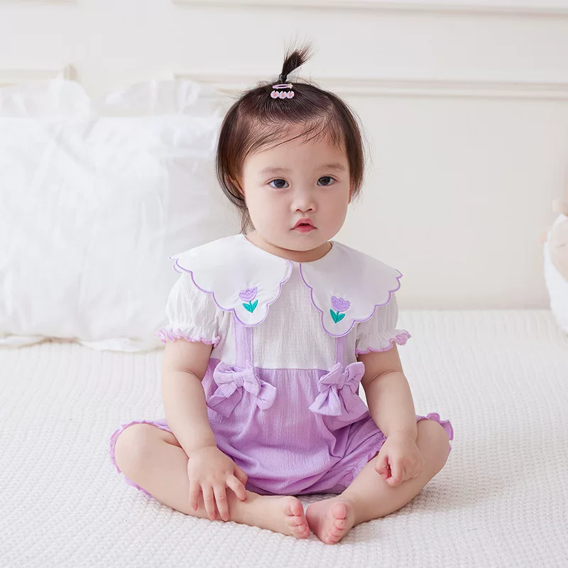 Children's summer thin overall with bow, bodysuit, western style