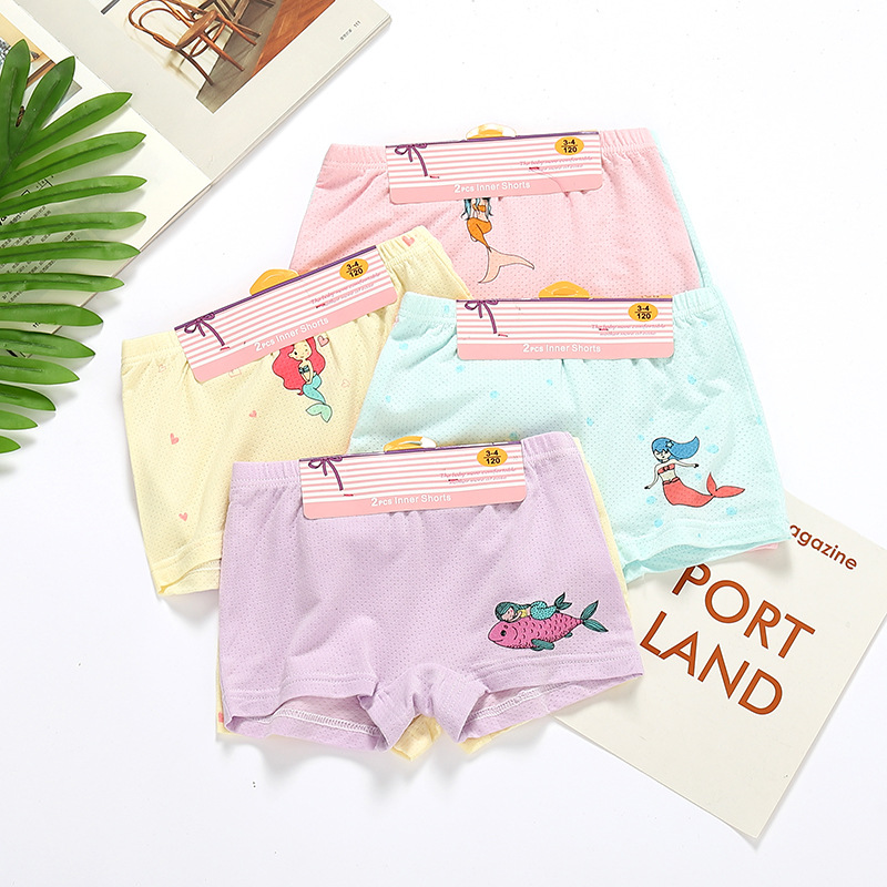 批發女童內褲莫代爾網眼透氣平角 兒童四角褲夏季薄款女孩童短褲