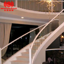 原创室内旋转楼梯钢化玻璃护栏扶手复式大理石踏步弧形楼梯