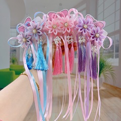 Chinese-style immortal ancient style hair clip hair accessories for Hanfu, fresh flowers with tassels, retro cute children's hair accessories