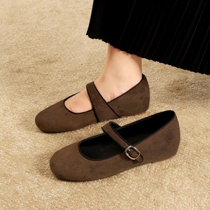 2816 round toe single shoe, shallow mouth, height increasing, versatile, one button retro style ballet, Mary Jane shoes,