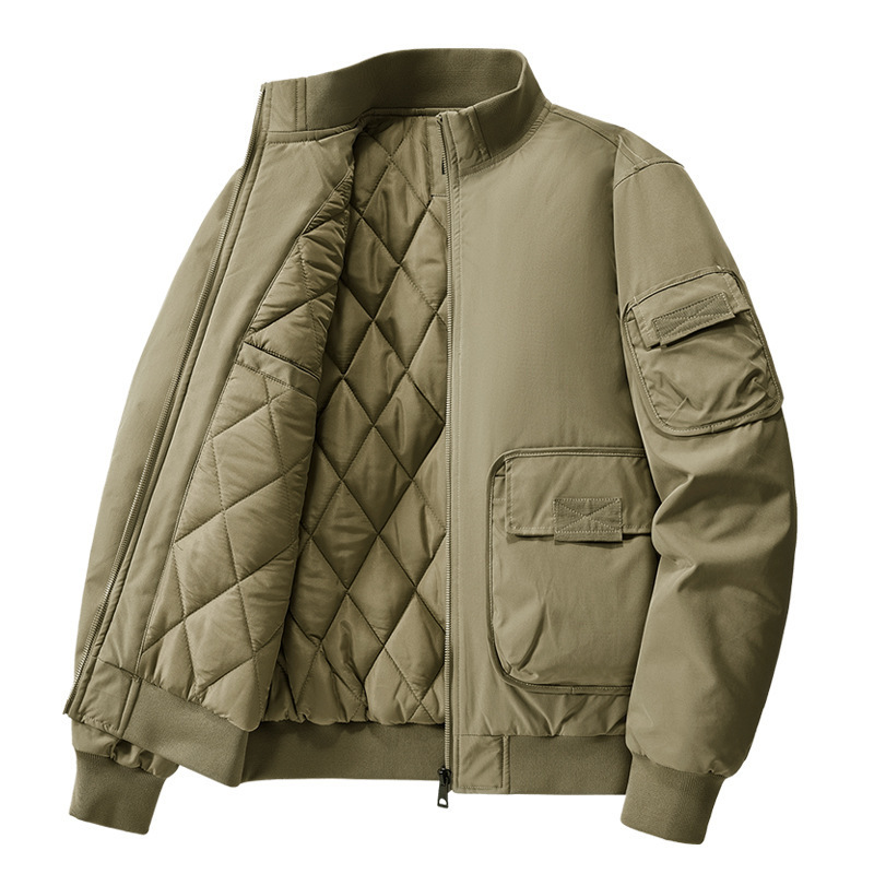 New Autumn and Winter Men's Casual Jacket Workwear Thickened Multi-Pocket Flight Jacket Versatile Retro American Baseball