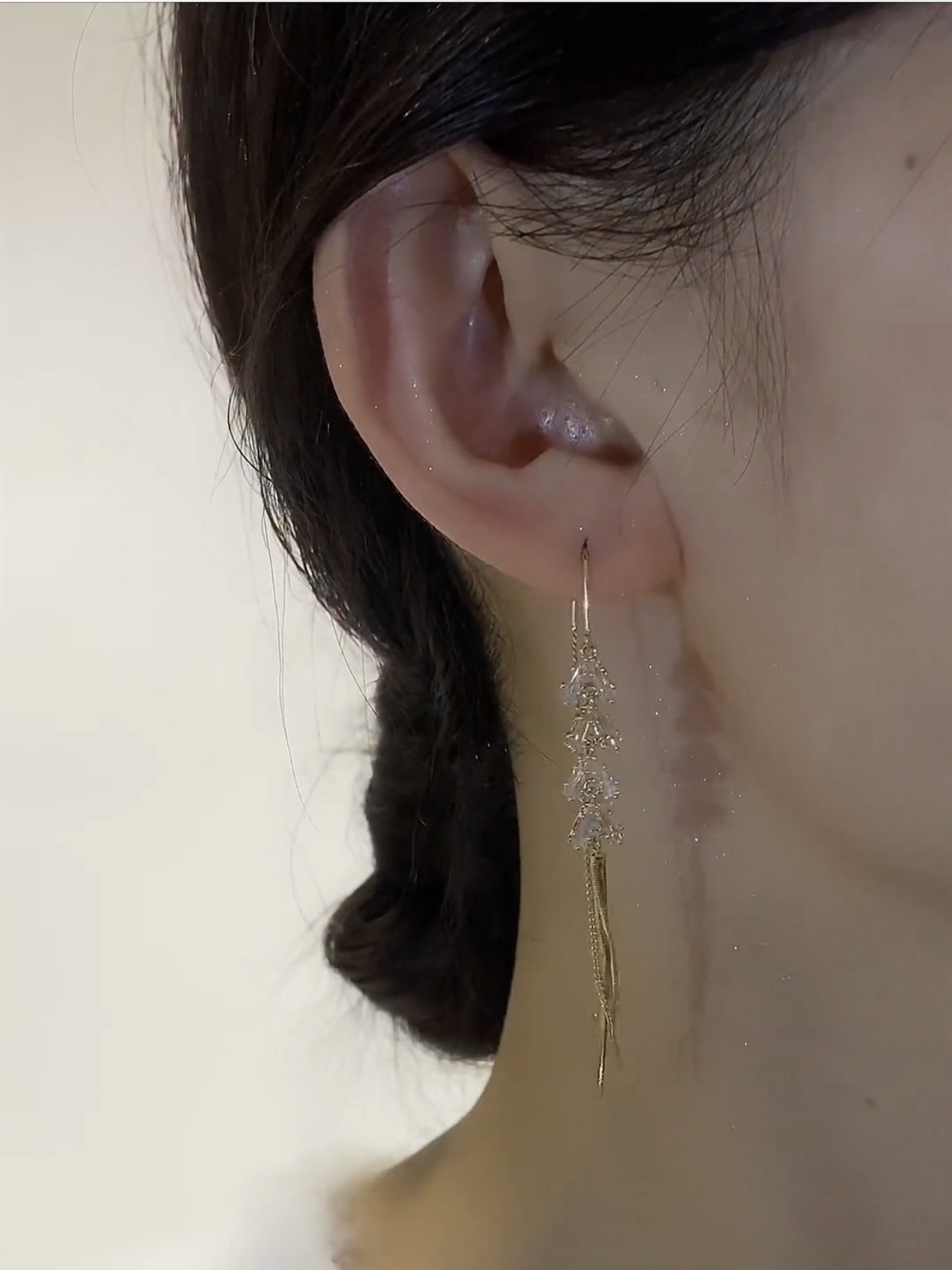 Elegante circón DE TRIGO pendientes de borla simple luz de lujo de las mujeres pendientes de hoja larga cara adelgazante moda pendientes anti-perdidos