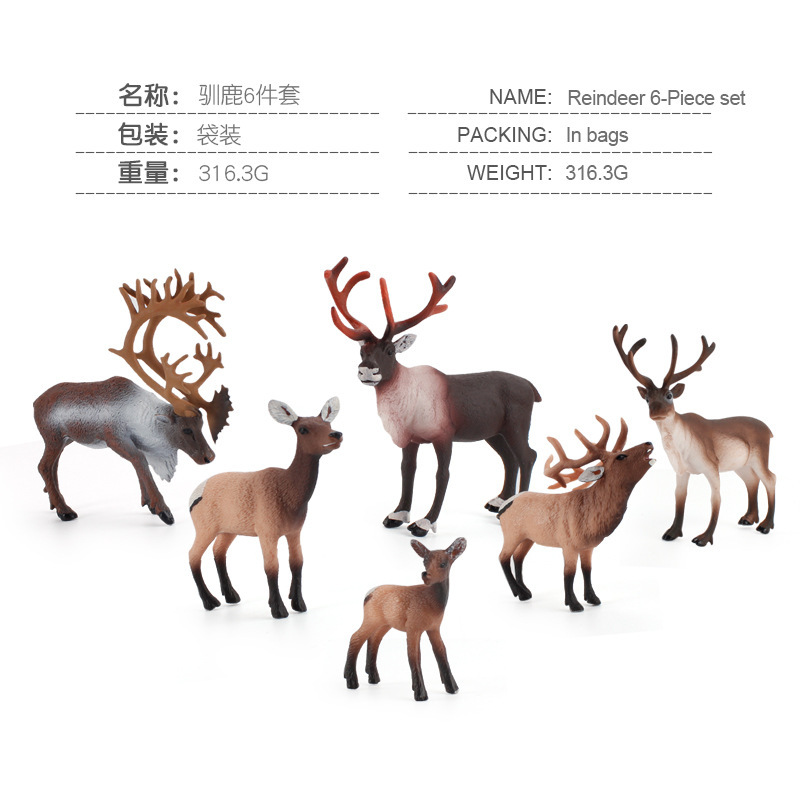 Transfronteriza de exportación infantil simulación educativa modelo animal de bosque estático Reno alce Navidad adornos cognitivos Juguetes