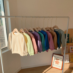 2024 Autumn Medium and Small Children's Sweatshirt Children's Solid Color Round Neck Sweatshirt Candy Color Children's Long Sleeve Outerwear Hooded Top