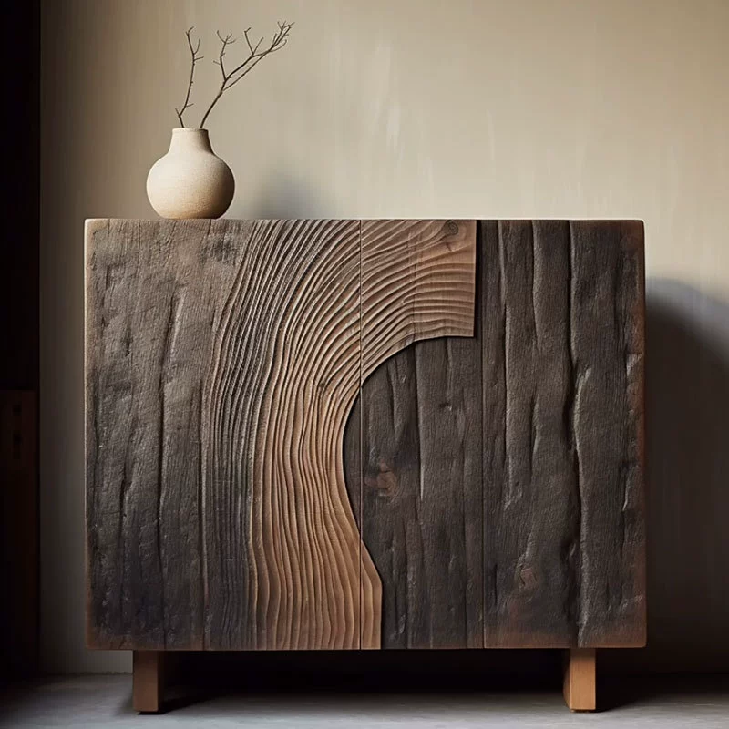 Боковой шкаф в стиле ваби-саби, креативный старый деревянный буфет, чайная комната, ретро-шкаф для хранения, винтажный стиль, витрина для B&B