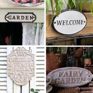 Ins Cast Iron English Vintage Rust-Colored Garden Sign Welcome Garden Courtyard Miscellaneous Ornaments Wall Hanging Japanese Style