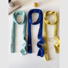 英国小众原单纯色窄针织毛线装饰长条网红小法棍领巾围巾女围脖潮
