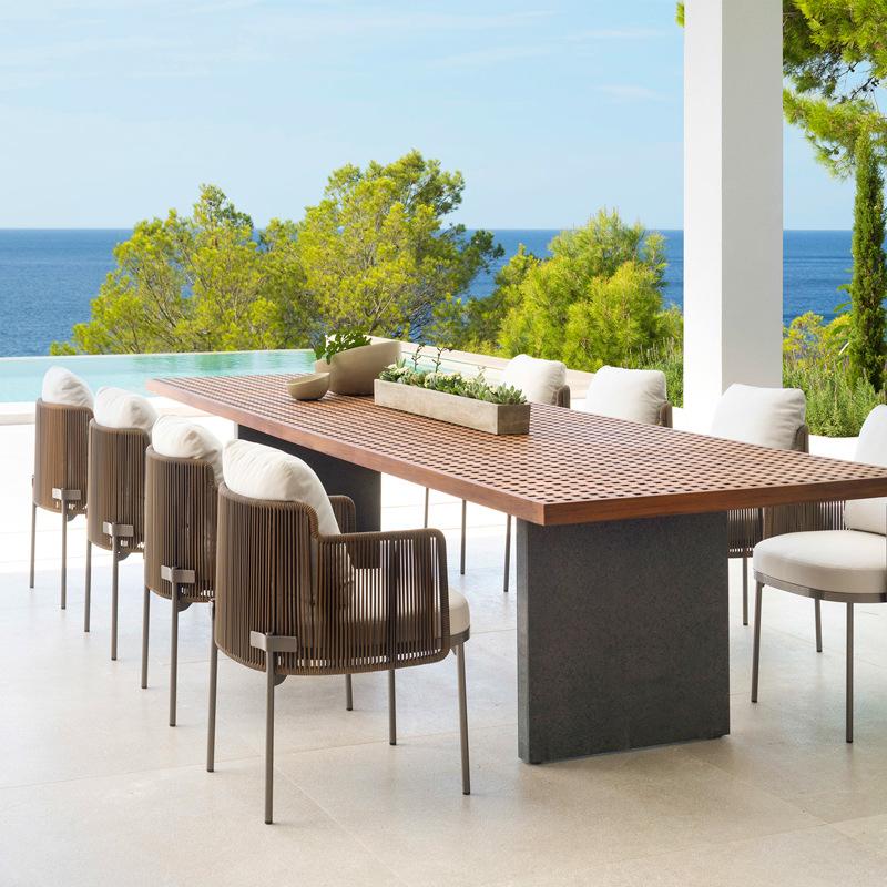 Mesa y silla al aire libre patio balcón jardín mesa de teca al aire libre mesa y silla de caña nórdica ocio muebles combinados