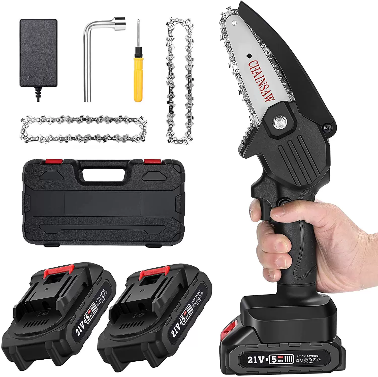 手持电动修枝锯充电式小型锂电锯木工单手电锯园林伐木电链锯