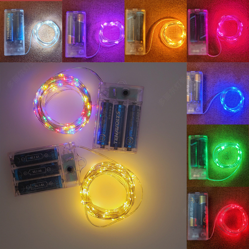 Lámpara de alambre de cobre LED Caja de batería Lámpara de alambre de cobre Cadena de luz Balcón Patio interior Camping Linternas multifuncionales de vacaciones Lámpara de estrella