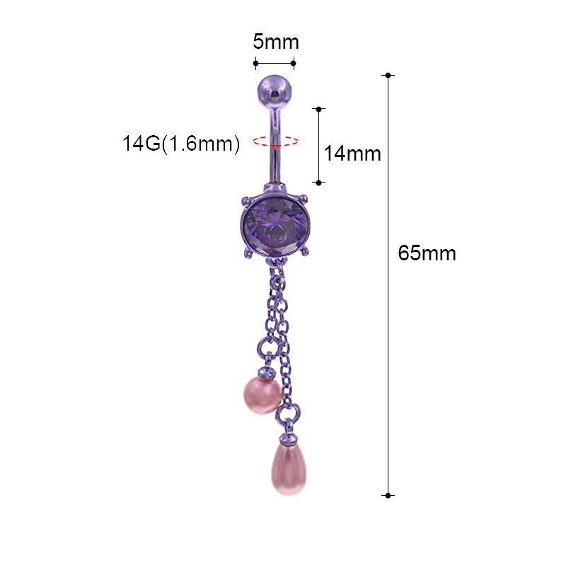 Piercing de umbigo com pingente de pérola estilo europeu roxo_voghion.com