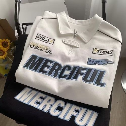 Men's Polo Shirt American Retro Collar Short Sleeve T-Shirt Loose Half Sleeve Trendy Motorcycle Summer T-Shirt Five-Sleeve