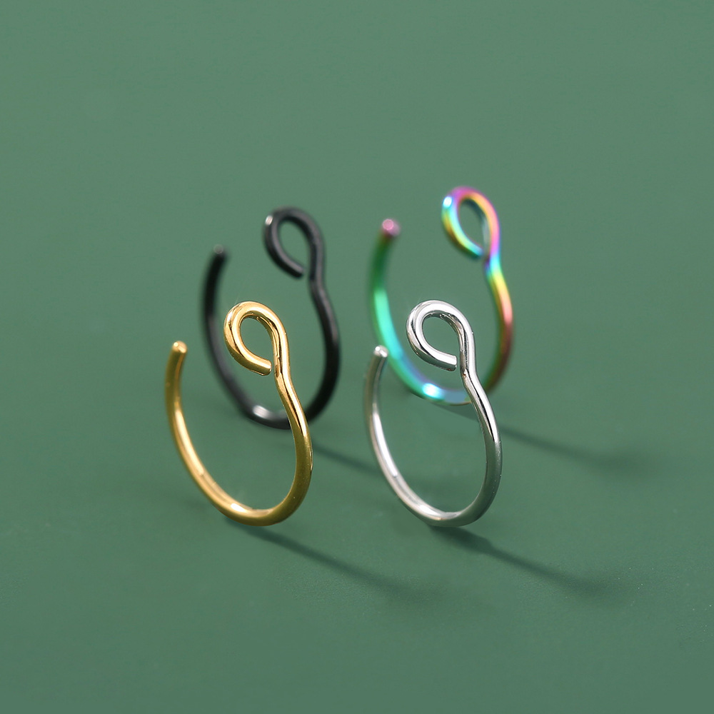 Personality Stainless Steel Fake Nose Nail Nose Hook Set Classic Non-perforated Jewelry Nose Ring display picture 2