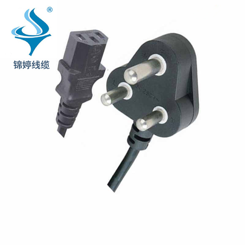 供应SABS认证10A小南非两芯电源线 南非两芯插头八字尾电源线