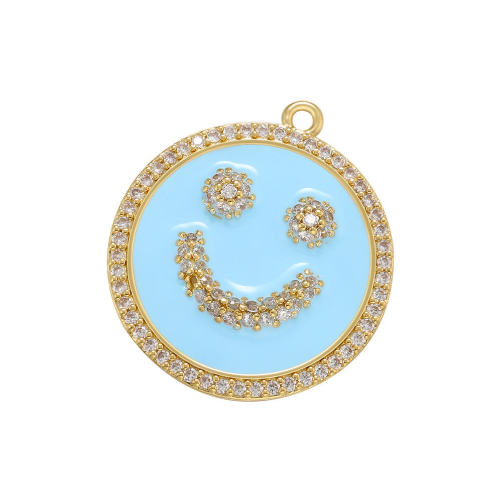Micro-inlaid Zircon Smiley Face Pendant Color Dripping Oil Diy Jewelry Zircon Accessories display picture 3