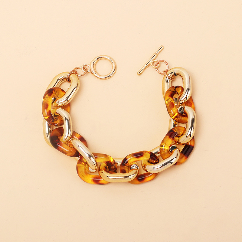 18g Weight Bracelets Classification Business, Travel Occasion Women'S Gender Leopard Color Retro Ethnic Style Acrylic Resin Color Matching Leopard Print Bracelet Wholesale 1