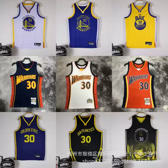 Cross-border Foreign Trade SW Retro Hot Press Jersey Warriors Team No.30 Curry City Edition 11 Thompson Mesh Basketball Suit