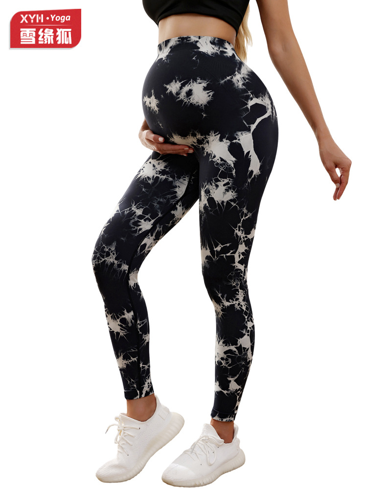 Pantalones de embarazo sin costura teñidos, pantalones de cintura alta para mujeres, pantalones de embarazo para mujeres, pantalones de embarazo no estrangulados