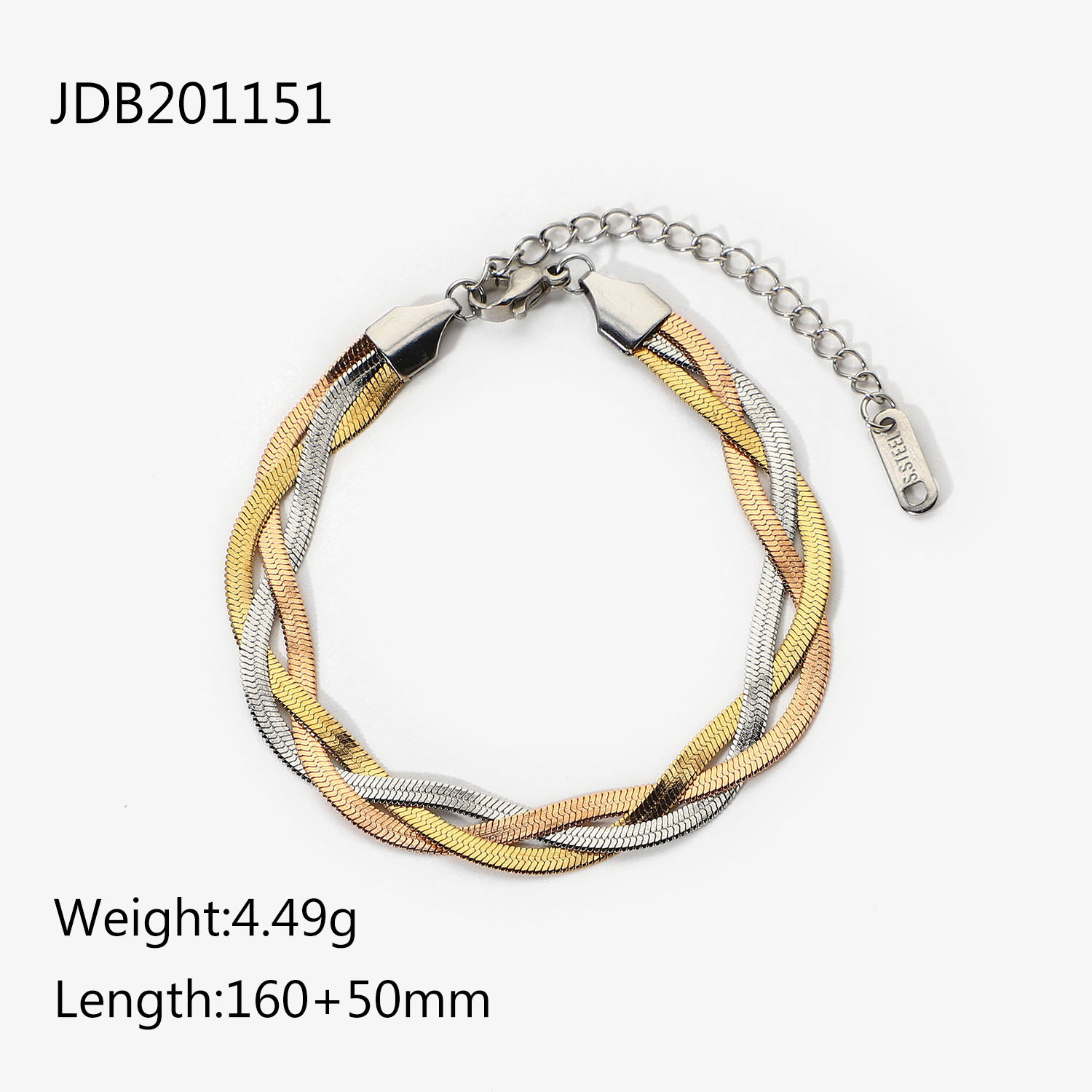 Mode Simple Plaqué En Acier Inoxydable 18k Or Trois Brins Serpent Chaîne Enroulement Bracelet display picture 7