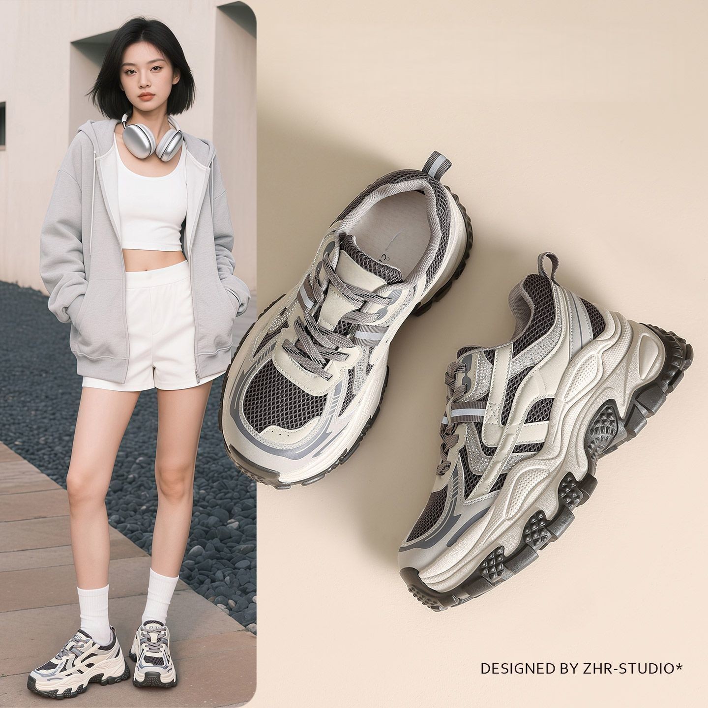 Aumentar la altura de la parte inferior gruesa de los pies pequeños zapatos de papá para mujeres 2026 primavera nueva red transpirable zapatillas deportivas casuales ligeras