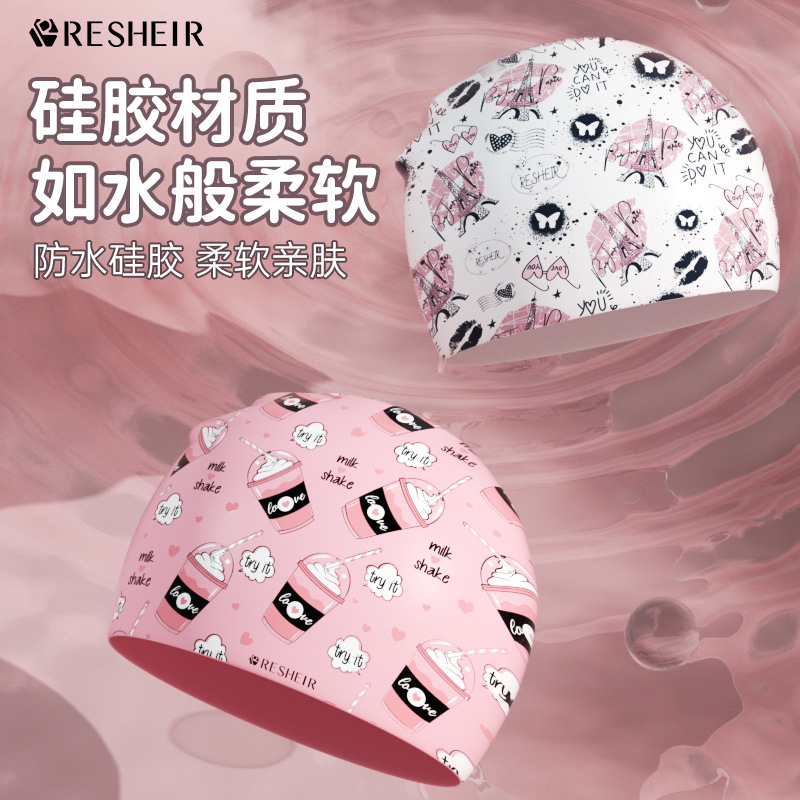 Waterproof comfortable fashionable double-sided swimming cap for men…