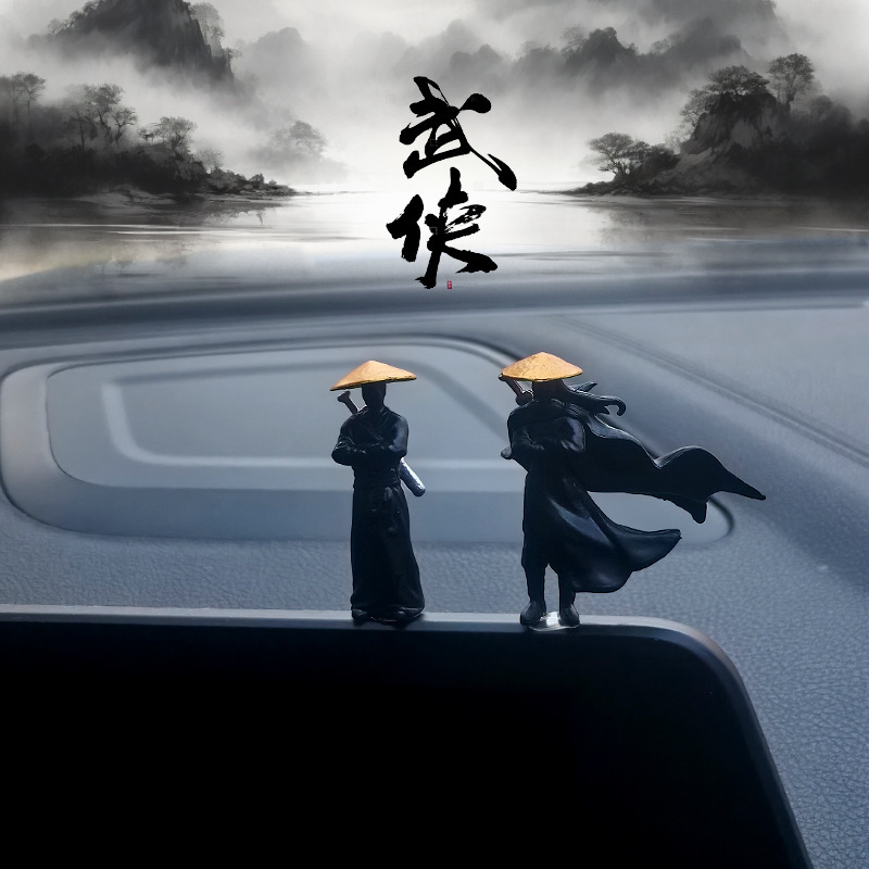 Accesorios para automóviles "Wulin Swordsman" Decoración de automóviles Hombres Red 2024 Nueva consola central