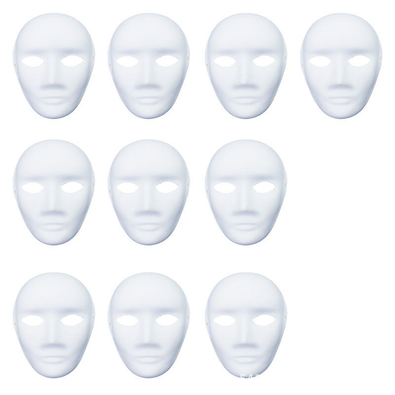 Amazon venta caliente máscara en blanco pulpa blanca props de jardín de infantes dibujado a mano carnaval máscara de graffiti DIY