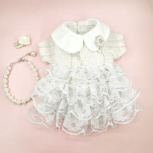2023 autumn and winter New lace Chanel style lady skirt dog woolen coat pet clothes in stock wholesale