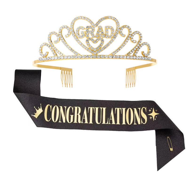 2025 graduation season cross-border new congratulations to you CONGRATULATIONS prom party crown ribbon