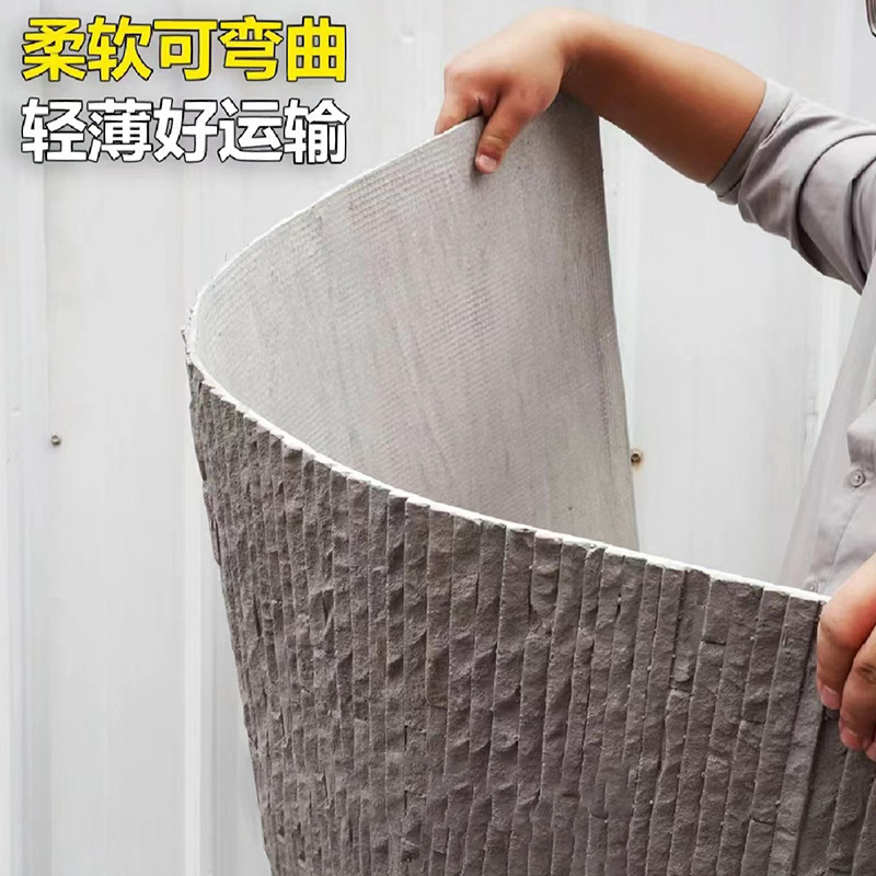 Pu porcelana suave nuevo material villa jardín decoración de la pared exterior piedra cultural ligera pared de fondo puerta del hotel fabricante de piedra de agua corriente