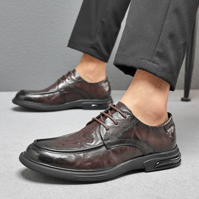 Мужская деловая повседневная кожаная обувь 2023, новая осенне-зимняя мужская обувь, модная Однослойная обувь с откидной крышкой, слипоны для мужчин