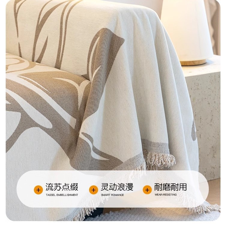 Toalla de sofá chenilla, flor grande, simple y natural, alta calidad, tela de cuatro estaciones, funda de sofá universal, manta de sofá con cubierta completa